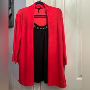 Zero 2 Eight Black and Red Top with Chain - size 1X